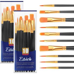imageESRICH Acrylic Paint Brushes Set8Packs 80 Pcs Nylon Paintbrushes Head Suitable for Acrylic Oil Watercolor Rock Body Face Nail Art Perfect Suit of Art Painting Best Gift for Kids Adult DrawingBlack