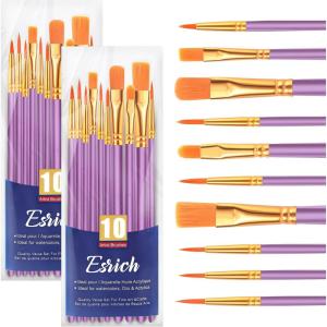 imageESRICH Acrylic Paint Brushes Set8Packs 80 Pcs Nylon Paintbrushes Head Suitable for Acrylic Oil Watercolor Rock Body Face Nail Art Perfect Suit of Art Painting Best Gift for Kids Adult DrawingPurple