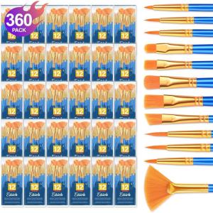 imageESRICH Paint Brushes Set20 Pack 240 Pcs Nylon Hair Paintbrushes RoundPointed Tip Paint BrushArtist Paint Brushes for Acrylic PaintingAcrylic Oil Watercolor Face ArtsKids Adult Drawing360p