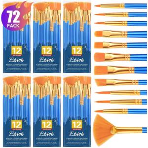 imageESRICH Paint Brushes Set20 Pack 240 Pcs Nylon Hair Paintbrushes RoundPointed Tip Paint BrushArtist Paint Brushes for Acrylic PaintingAcrylic Oil Watercolor Face ArtsKids Adult Drawing72p