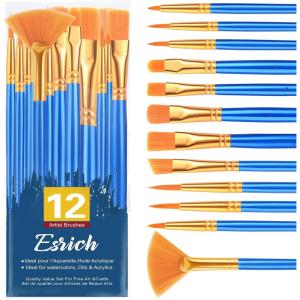 imageESRICH Paint Brushes Set20 Pack 240 Pcs Nylon Hair Paintbrushes RoundPointed Tip Paint BrushArtist Paint Brushes for Acrylic PaintingAcrylic Oil Watercolor Face ArtsKids Adult Drawing12p