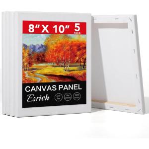 imageESRICH Stretched Canvas for Painting 5 Pack 8x10 Canvas Value Pack Primed AcidFree Cotton Blank Canvas Paint Canvases for Oil ampamp Acrylic Paint8x10