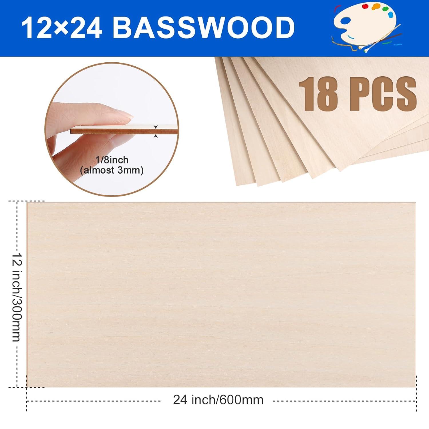 image24Pack Basswood Sheets 4x6x116 Inch Basswood for Laser Cutting ampamp Engraving Thin Plywood Wood Sheets Unfinished Wood for Crafts DIY Architectural Models Wood Burning and PaintingBasswood 18 pack