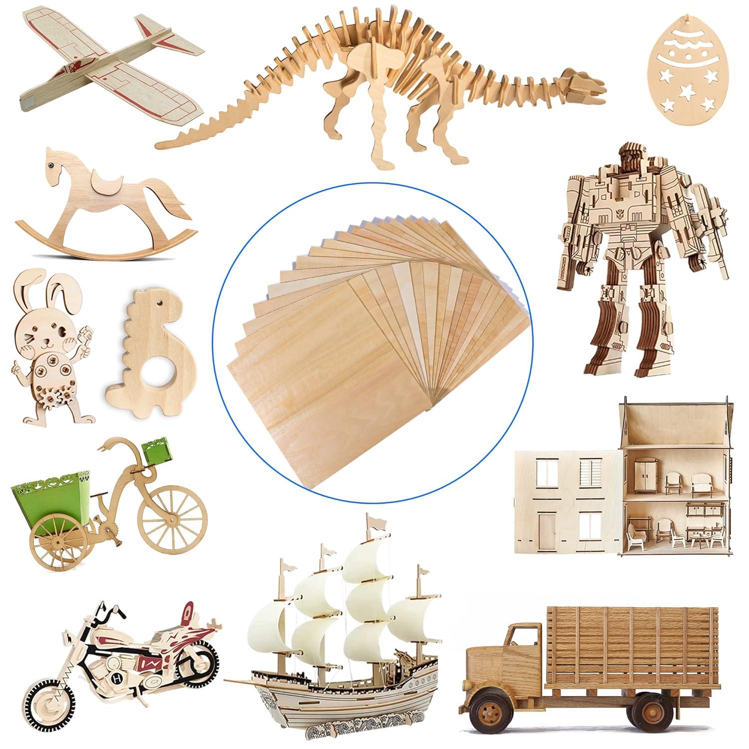 image24Pack Basswood Sheets 4x6x116 Inch Basswood for Laser Cutting ampamp Engraving Thin Plywood Wood Sheets Unfinished Wood for Crafts DIY Architectural Models Wood Burning and PaintingBasswood 30Packs