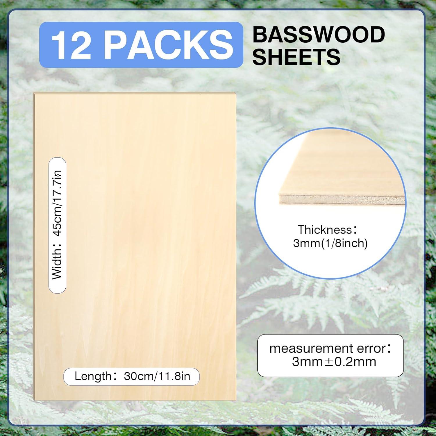 image24Pack Basswood Sheets 4x6x116 Inch Basswood for Laser Cutting ampamp Engraving Thin Plywood Wood Sheets Unfinished Wood for Crafts DIY Architectural Models Wood Burning and Painting12Packs