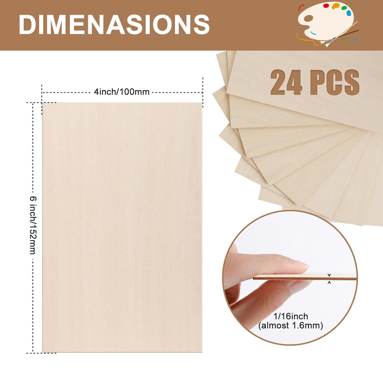 image24Pack Basswood Sheets 4x6x116 Inch Basswood for Laser Cutting ampamp Engraving Thin Plywood Wood Sheets Unfinished Wood for Crafts DIY Architectural Models Wood Burning and PaintingBasswood 24Packs