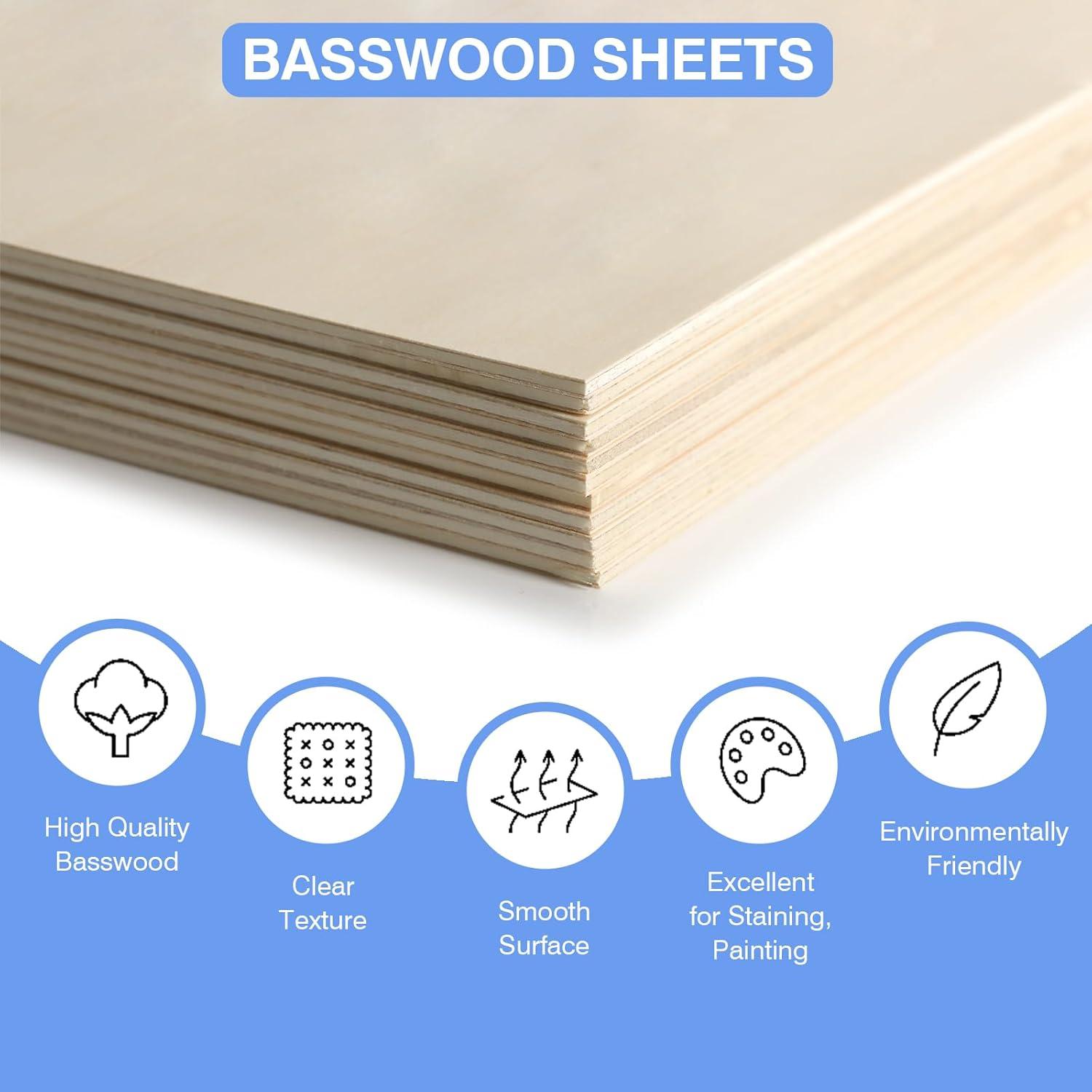 image24Pack Basswood Sheets 4x6x116 Inch Basswood for Laser Cutting ampamp Engraving Thin Plywood Wood Sheets Unfinished Wood for Crafts DIY Architectural Models Wood Burning and Painting12Packs