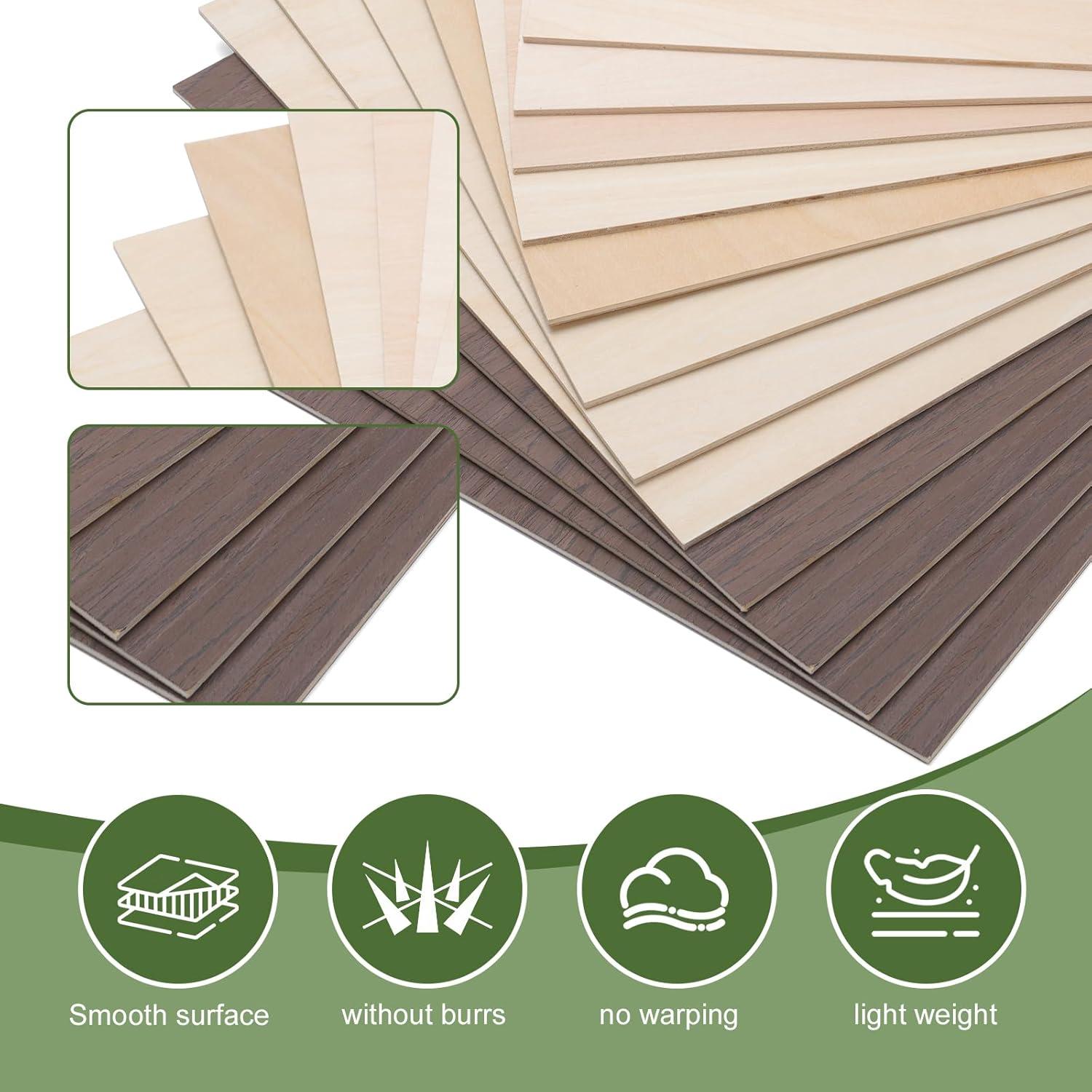 image36 Pack 12x12 Basswood Sheets 18 Inch Unfinished Wood for Crafts Basswood for Laser Cutting ampamp Engraving Wood Burining Basswood Plywood Sheets for Architectural ModelsBasswood 8PWalnut 4P