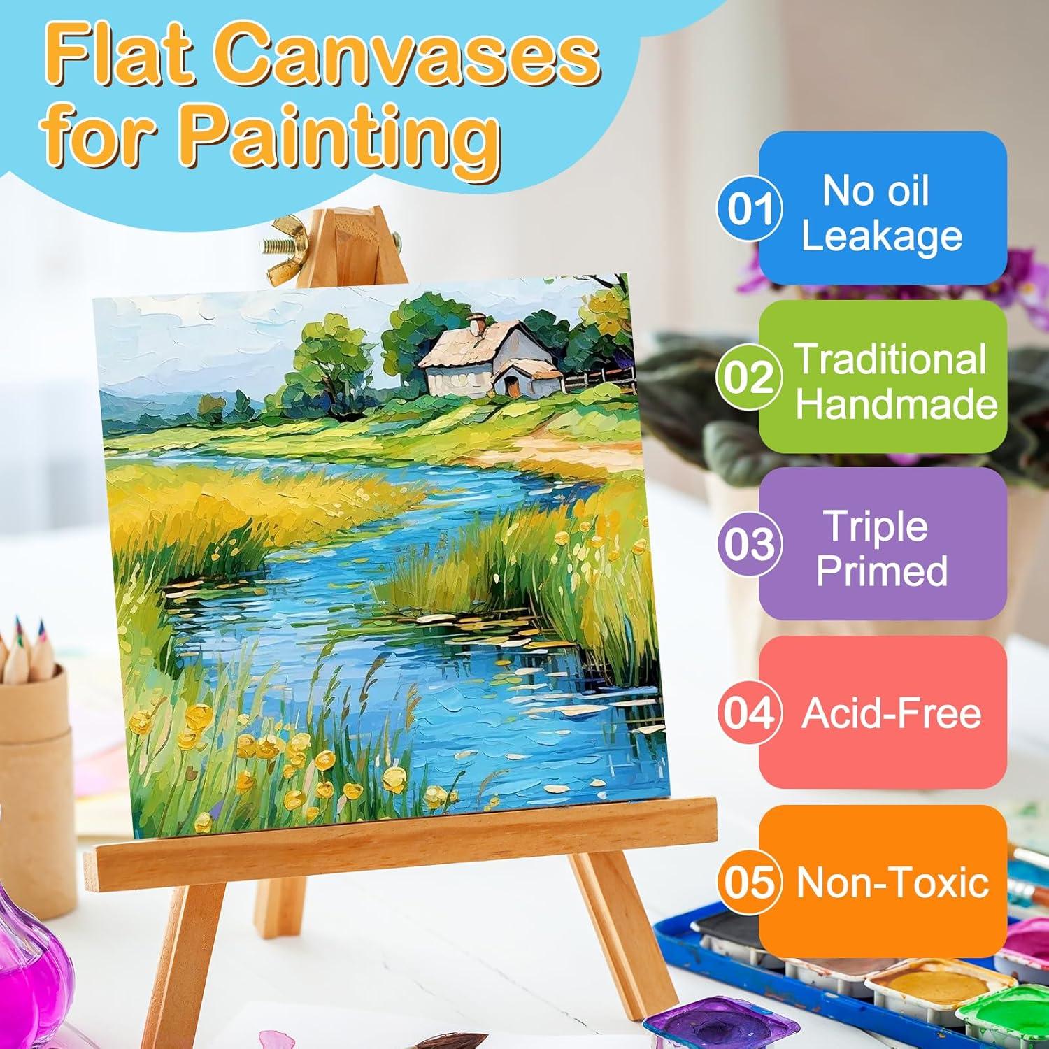 imageESRICH 16 Pack 4x6 Inch Small Canvases for Painting Painting Canvas 4x6 Inch Cotton Primed Acid Free Mini Blank Canvas Panels for Oil PaintWatercolorAcrylic Paint Gouache Tempera4x4in