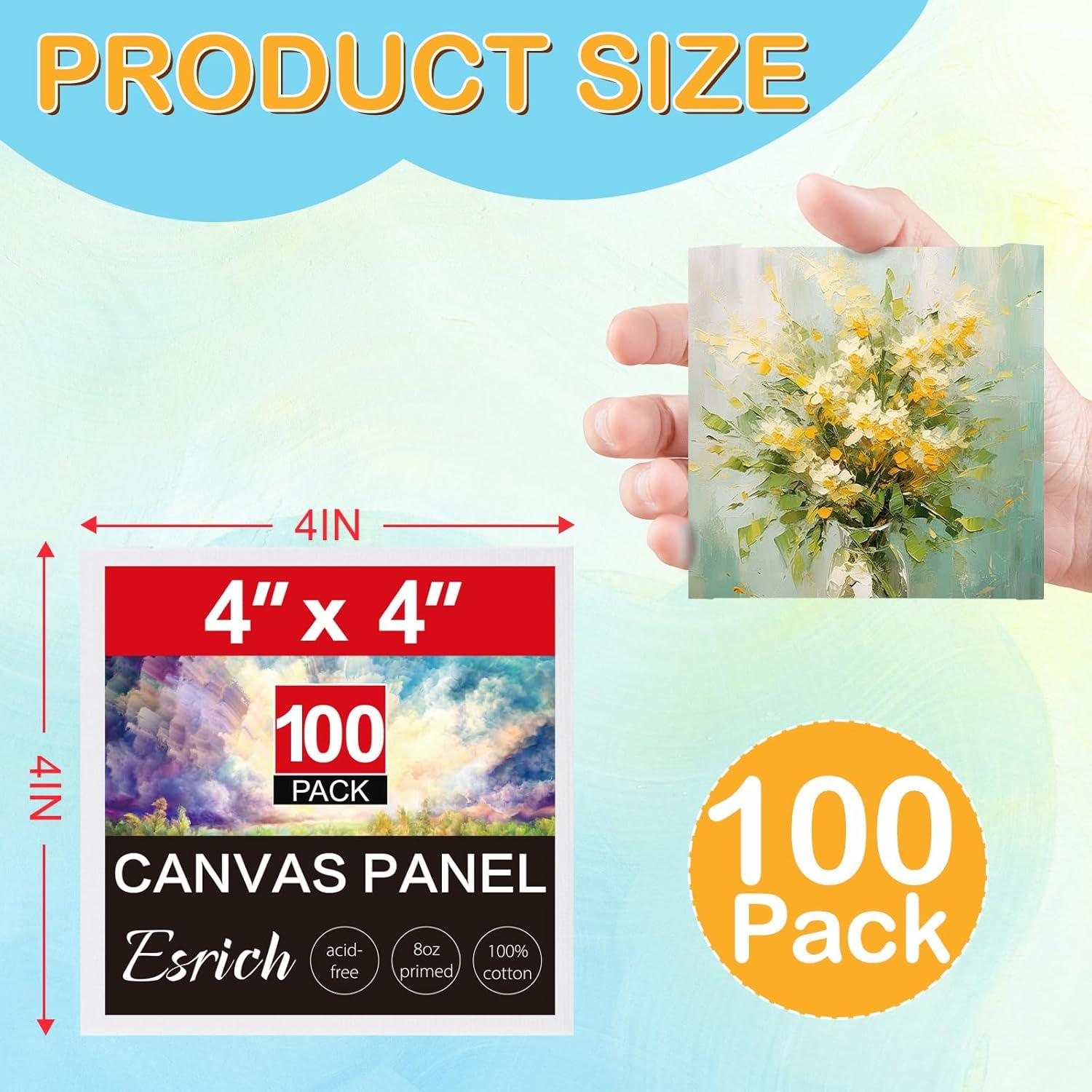 imageESRICH 16 Pack 4x6 Inch Small Canvases for Painting Painting Canvas 4x6 Inch Cotton Primed Acid Free Mini Blank Canvas Panels for Oil PaintWatercolorAcrylic Paint Gouache Tempera4x4in