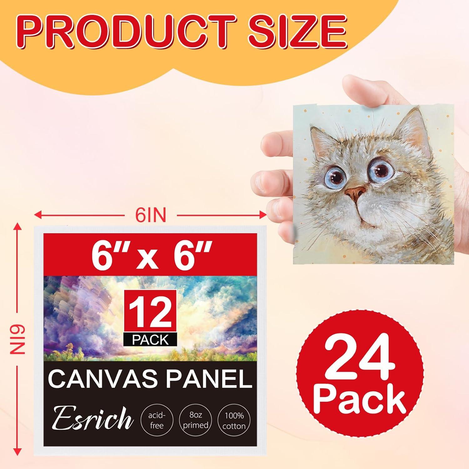 imageESRICH 16 Pack 4x6 Inch Small Canvases for Painting Painting Canvas 4x6 Inch Cotton Primed Acid Free Mini Blank Canvas Panels for Oil PaintWatercolorAcrylic Paint Gouache Tempera6x6in