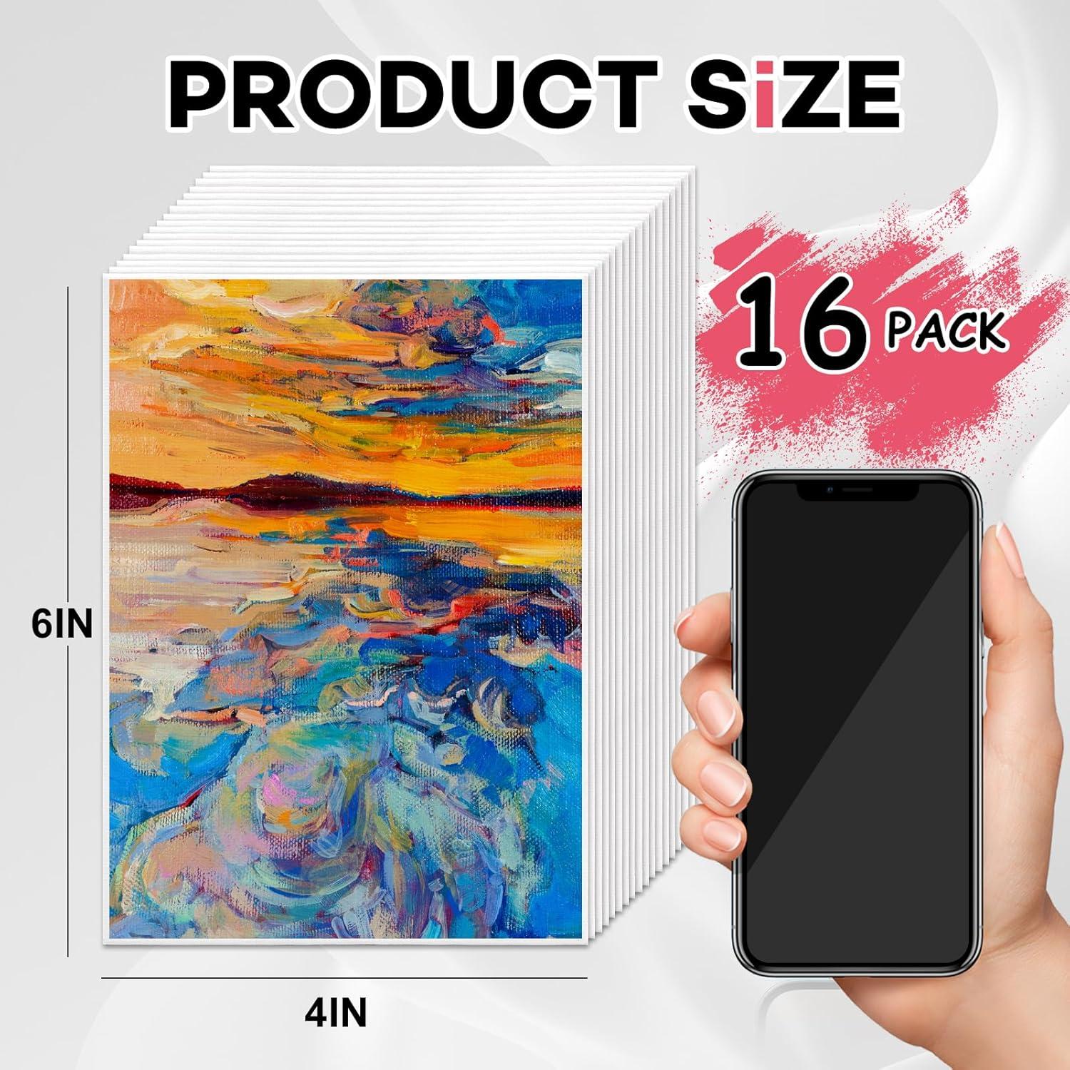 imageESRICH 16 Pack 4x6 Inch Small Canvases for Painting Painting Canvas 4x6 Inch Cotton Primed Acid Free Mini Blank Canvas Panels for Oil PaintWatercolorAcrylic Paint Gouache Tempera4x6in