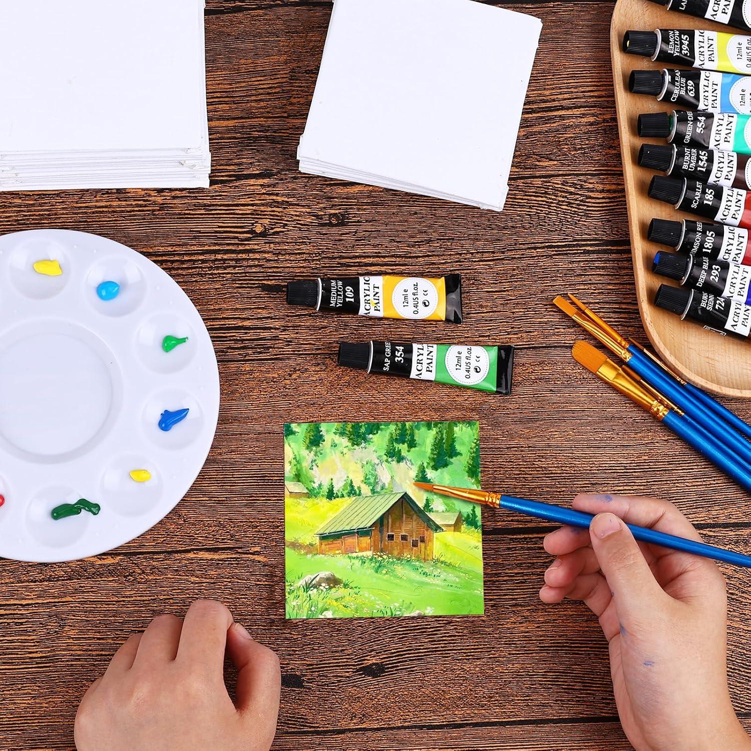 imageESRICH 5x7IN Small Canvases for Painting12 Pack Mini Canvas Boards Cotton Painting Canvas Primed Acid Free Mini Blank Canvas Panels for Oil PaintWatercolorAcrylic PaintGouacheampampTempera3x3in 32pack