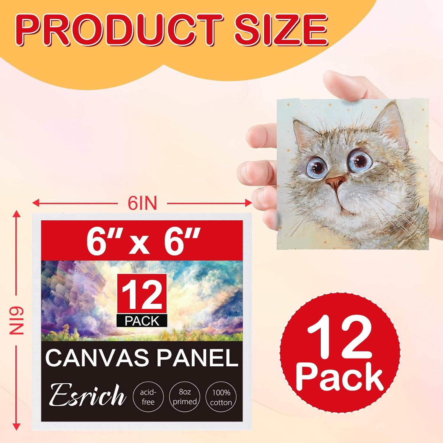 imageESRICH 5x7IN Small Canvases for Painting12 Pack Mini Canvas Boards Cotton Painting Canvas Primed Acid Free Mini Blank Canvas Panels for Oil PaintWatercolorAcrylic PaintGouacheampampTempera6x6in 12pack