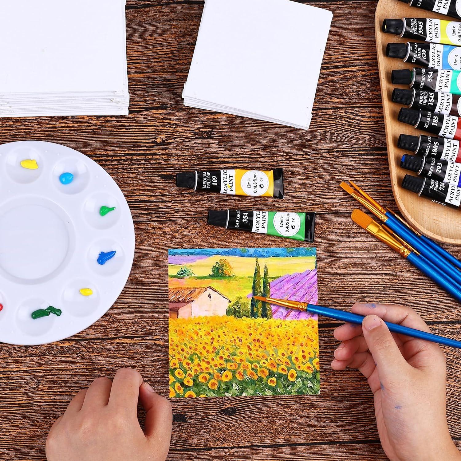 imageESRICH 5x7IN Small Canvases for Painting12 Pack Mini Canvas Boards Cotton Painting Canvas Primed Acid Free Mini Blank Canvas Panels for Oil PaintWatercolorAcrylic PaintGouacheampampTempera6x6in 12pack