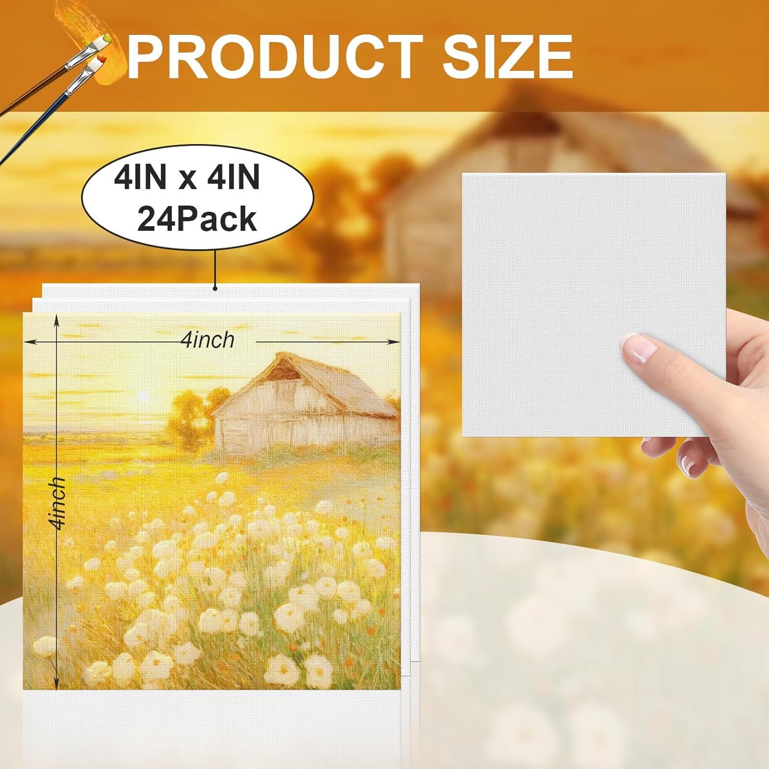 imageESRICH 5x7IN Small Canvases for Painting12 Pack Mini Canvas Boards Cotton Painting Canvas Primed Acid Free Mini Blank Canvas Panels for Oil PaintWatercolorAcrylic PaintGouacheampampTempera4x4in 24pack
