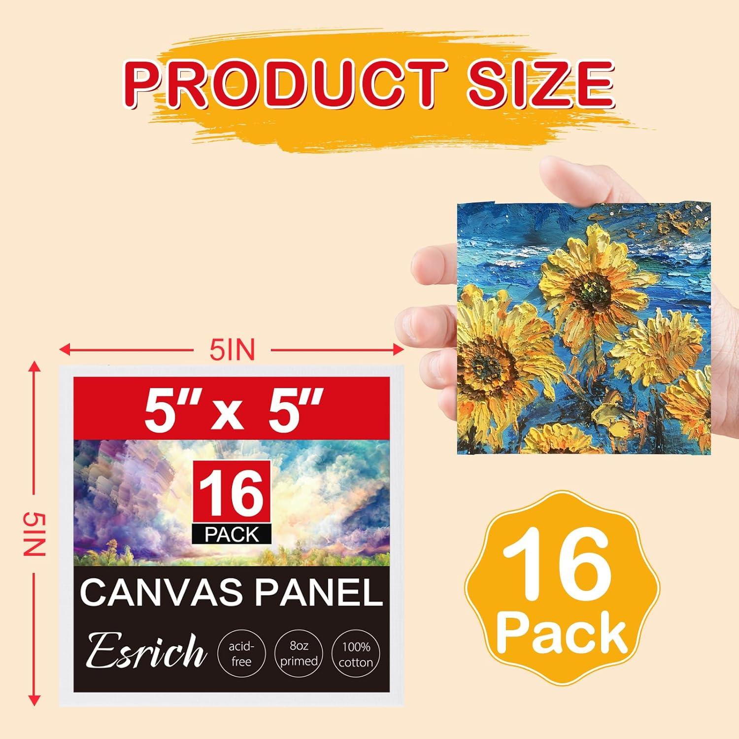 imageESRICH 5x7IN Small Canvases for Painting12 Pack Mini Canvas Boards Cotton Painting Canvas Primed Acid Free Mini Blank Canvas Panels for Oil PaintWatercolorAcrylic PaintGouacheampampTempera5x5in 16pack