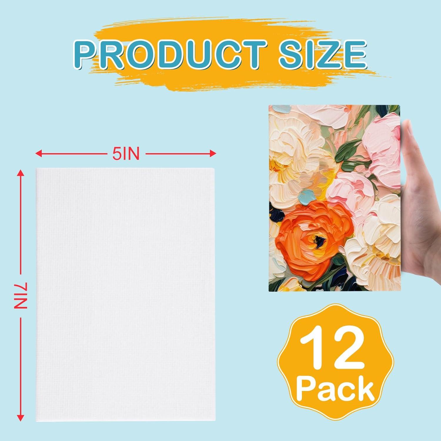 imageESRICH 5x7IN Small Canvases for Painting12 Pack Mini Canvas Boards Cotton Painting Canvas Primed Acid Free Mini Blank Canvas Panels for Oil PaintWatercolorAcrylic PaintGouacheampampTempera5x7in 12pack