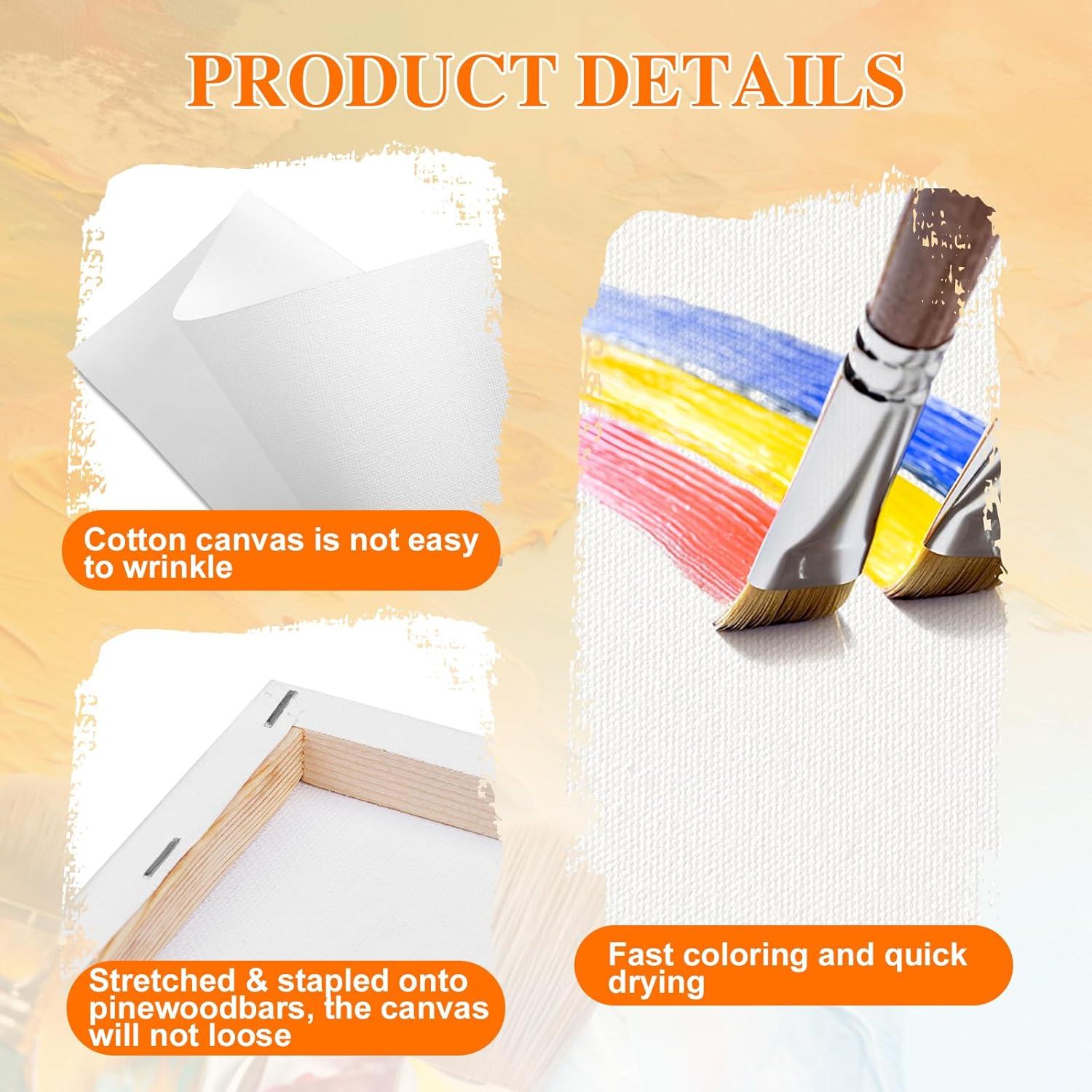 imageESRICH 8 Pack Mini Canvases for Painting 5x5In 25Profile Small Square Canvases Primed Cotton Small Stretched Canvas for Kids Painting Supplies Such as Painting PartiesSchoolampampHome Decor Projects