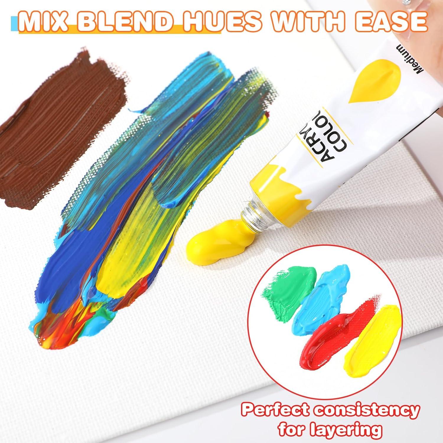 imageESRICH Acrylic Paint Set 12 Colors2 Pack with 20 Paint Brushes24 Acrylic Paints for AdultsKidsBeginnerProfessional ArtistsNonToxic Craft Paint kit for PaperCanvasRockWoodCeramic2 Set 12 Color