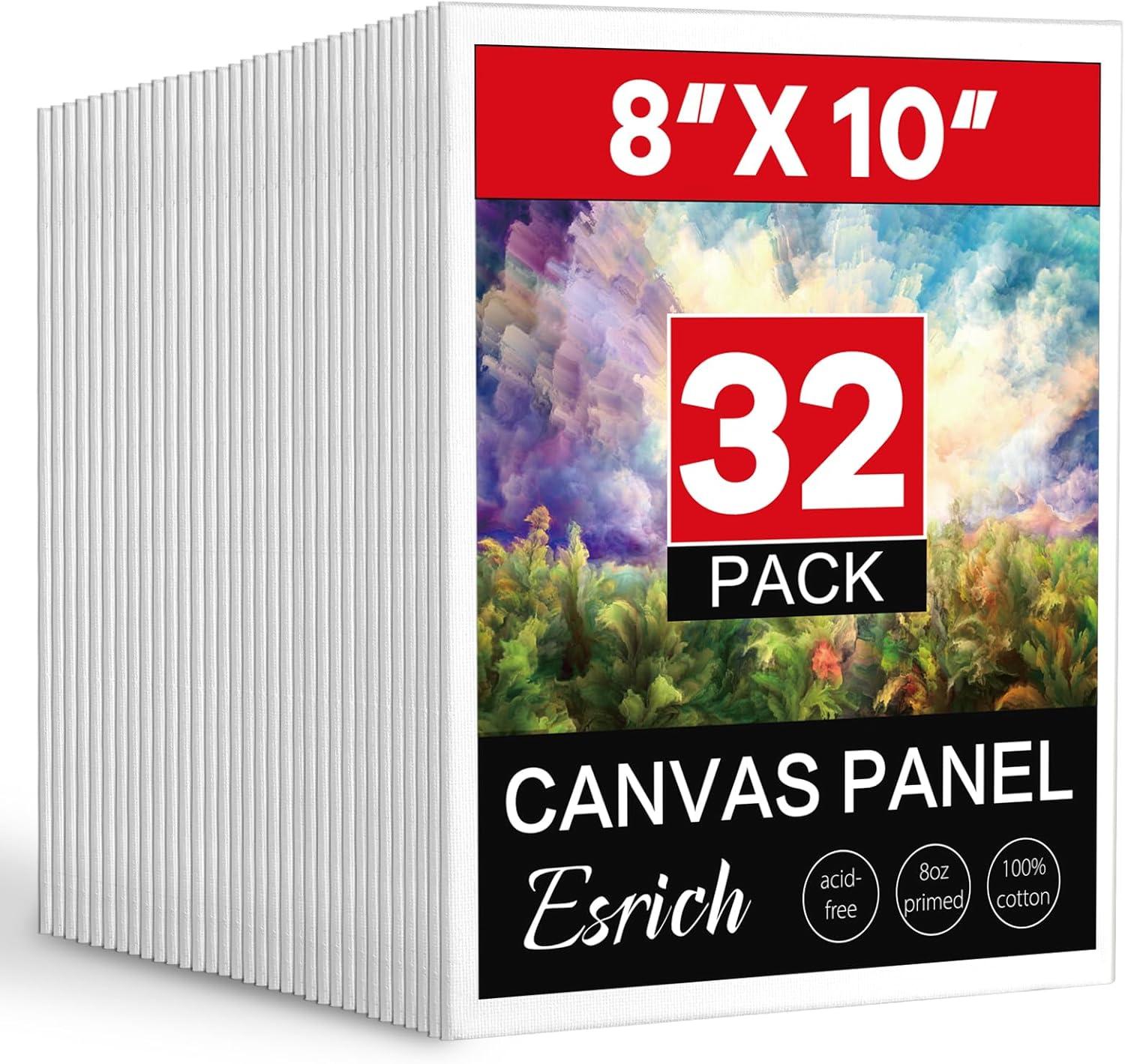 imageESRICH Canvases for Painting 11x14 30 Pack Canvas Boards for Painting Cotton Primed Acid Free Blank Canvas Panels for Oil Paint Watercolor Acrylic Paint Gouache and Tempera8x10