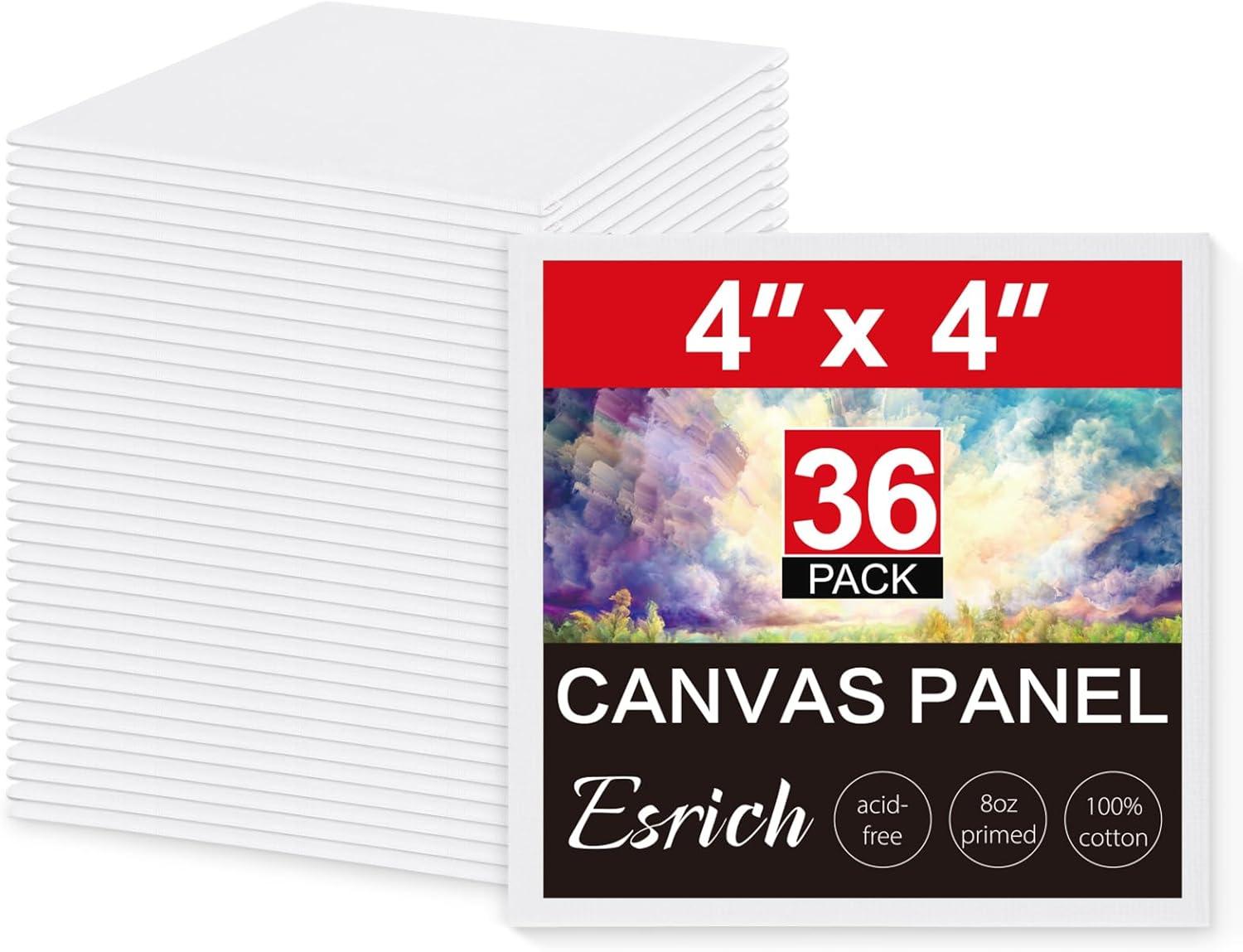 imageESRICH Canvases for Painting 11x14 30 Pack Canvas Boards for Painting Cotton Primed Acid Free Blank Canvas Panels for Oil Paint Watercolor Acrylic Paint Gouache and Tempera4x4