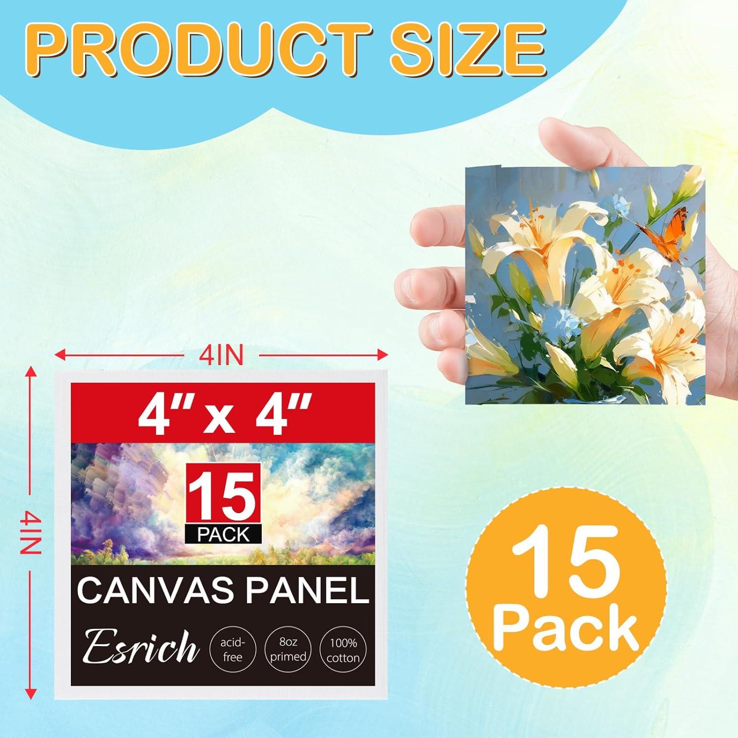 imageESRICH Canvases for Painting 11x14 30 Pack Canvas Boards for Painting Cotton Primed Acid Free Blank Canvas Panels for Oil Paint Watercolor Acrylic Paint Gouache and Tempera4x4