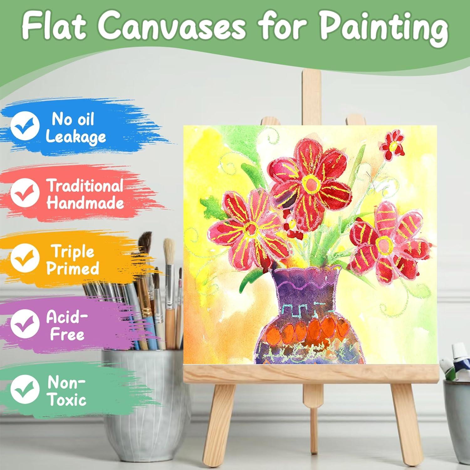 imageESRICH Canvases for Painting 11x14 30 Pack Canvas Boards for Painting Cotton Primed Acid Free Blank Canvas Panels for Oil Paint Watercolor Acrylic Paint Gouache and Tempera4x4