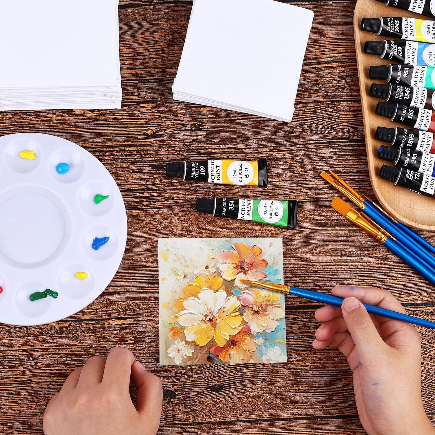 imageESRICH Canvases for Painting 11x14 30 Pack Canvas Boards for Painting Cotton Primed Acid Free Blank Canvas Panels for Oil Paint Watercolor Acrylic Paint Gouache and Tempera4x4