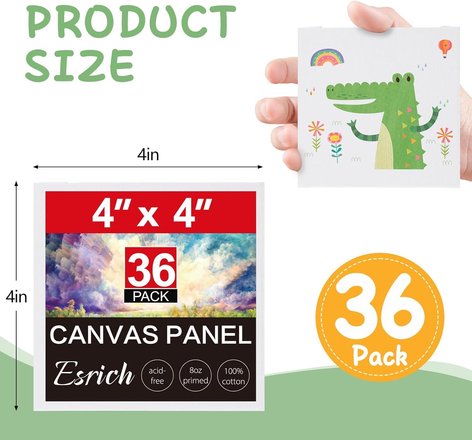 imageESRICH Canvases for Painting 11x14 30 Pack Canvas Boards for Painting Cotton Primed Acid Free Blank Canvas Panels for Oil Paint Watercolor Acrylic Paint Gouache and Tempera4x4