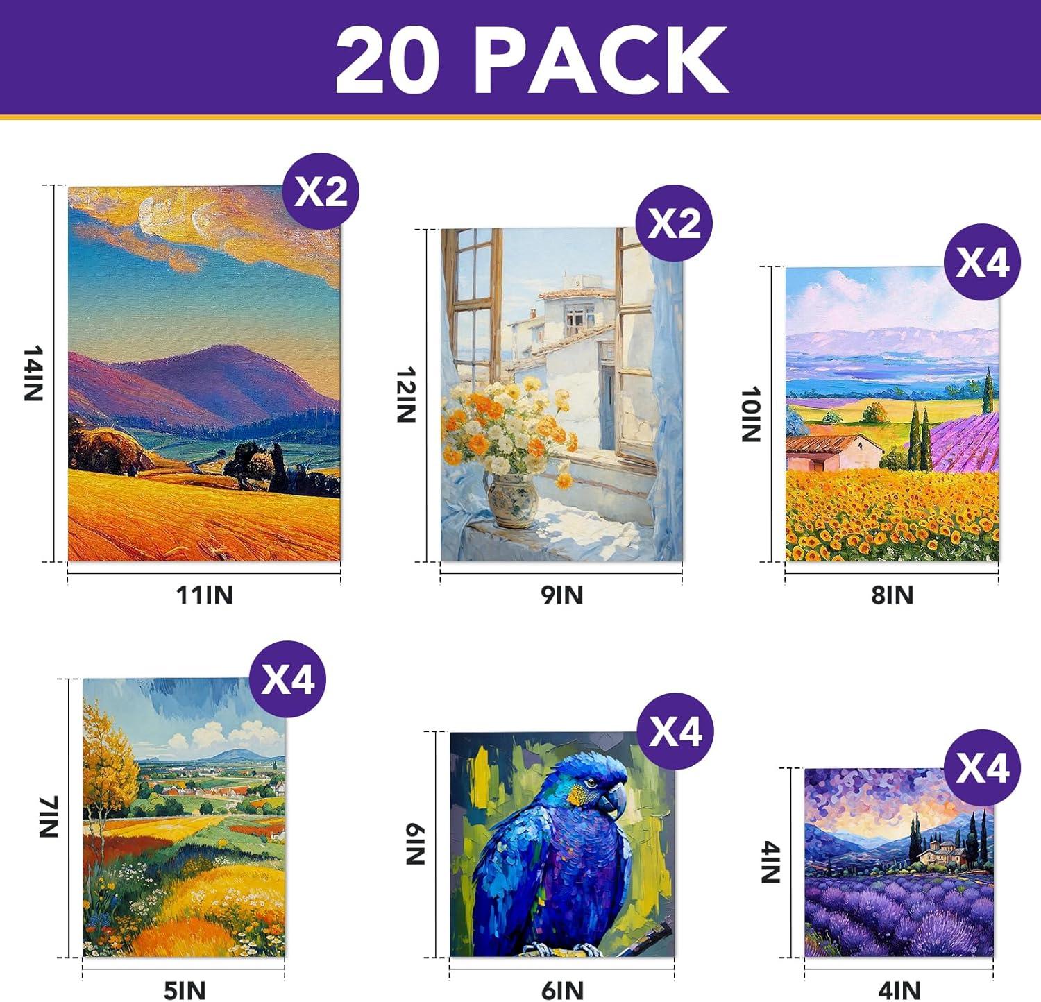 imageESRICH Canvases for Painting 8Pack Painting Canvas with 9x128x104x6Canvas Panels for Oil PaintWatercolorAcrylic PaintGouache and Tempera20 Packs Canvas Panel  6 Sizes