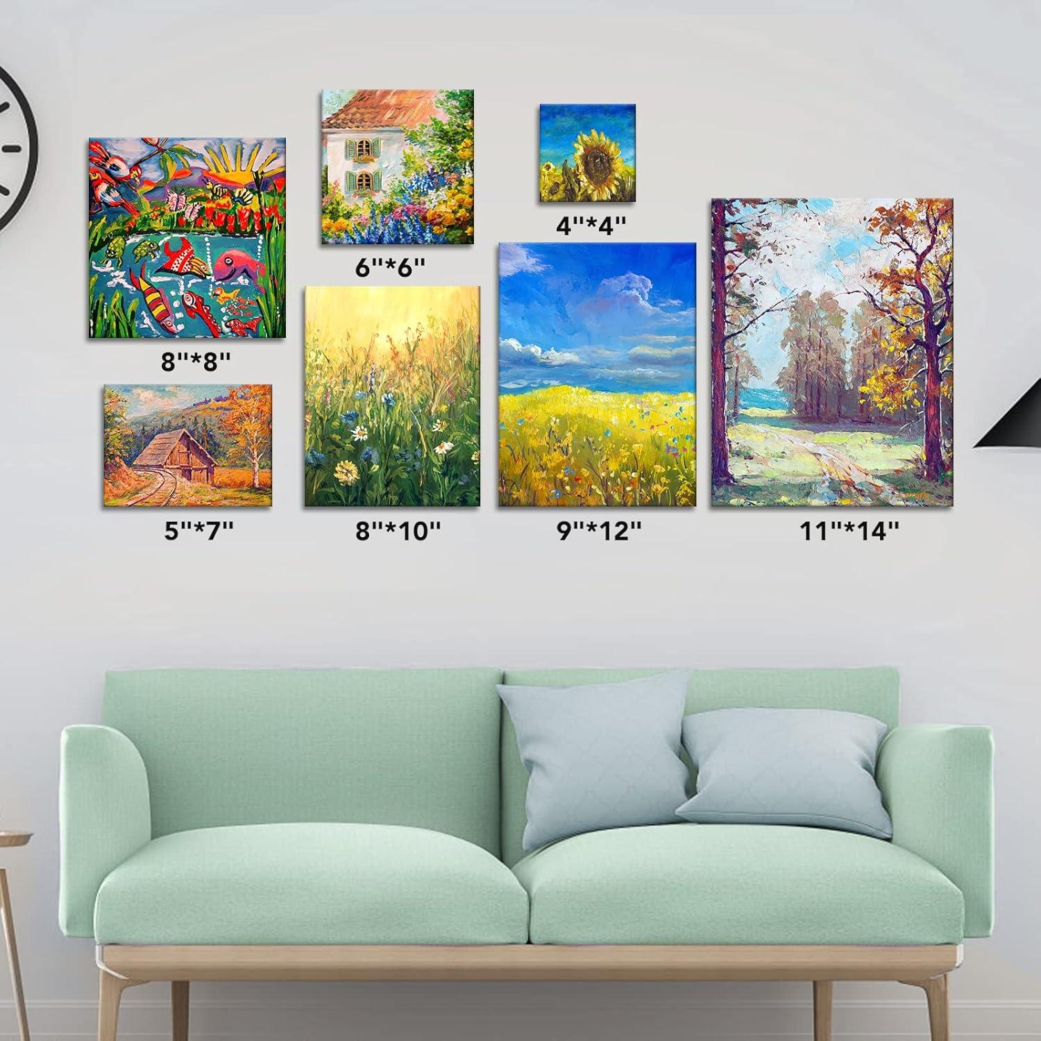 imageESRICH Canvases for Painting 8Pack Painting Canvas with 9x128x104x6Canvas Panels for Oil PaintWatercolorAcrylic PaintGouache and Tempera36 Packs Canvas Panel  9 Sizes4 of Each