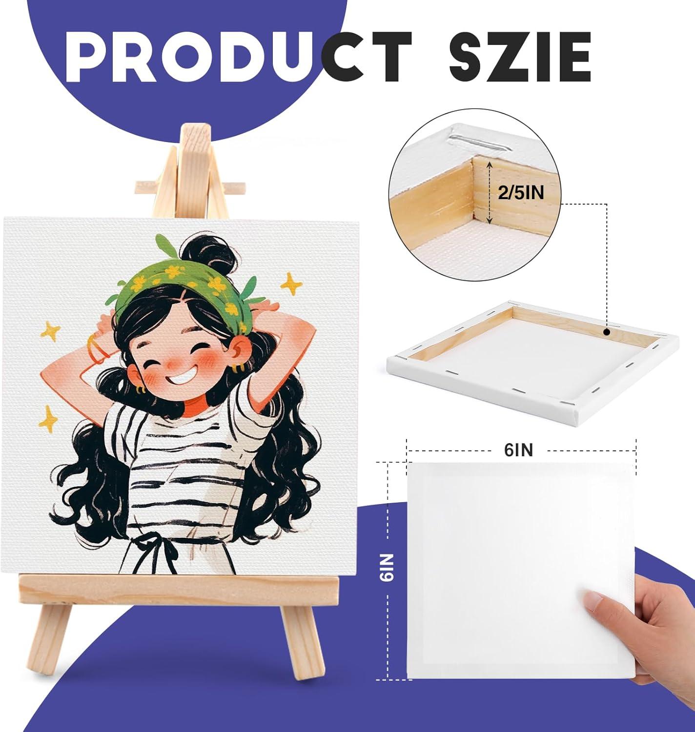 imageESRICH Mini Canvases for Painting Canvas in Bulk 32Pack 3x3In 25In Profile Small Square Canvas Blank Canvases are Great for School Projects and Kids Birthday Parties Home Decor Project6x6in16 Packs