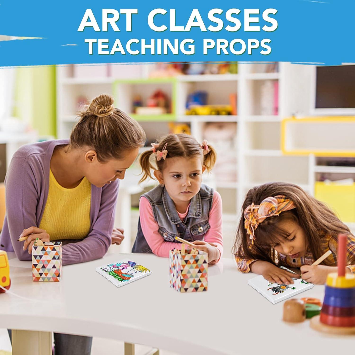 imageESRICH Mini Canvases for Painting Canvas in Bulk 32Pack 3x3In 25In Profile Small Square Canvas Blank Canvases are Great for School Projects and Kids Birthday Parties Home Decor Project4x4in24 Packs