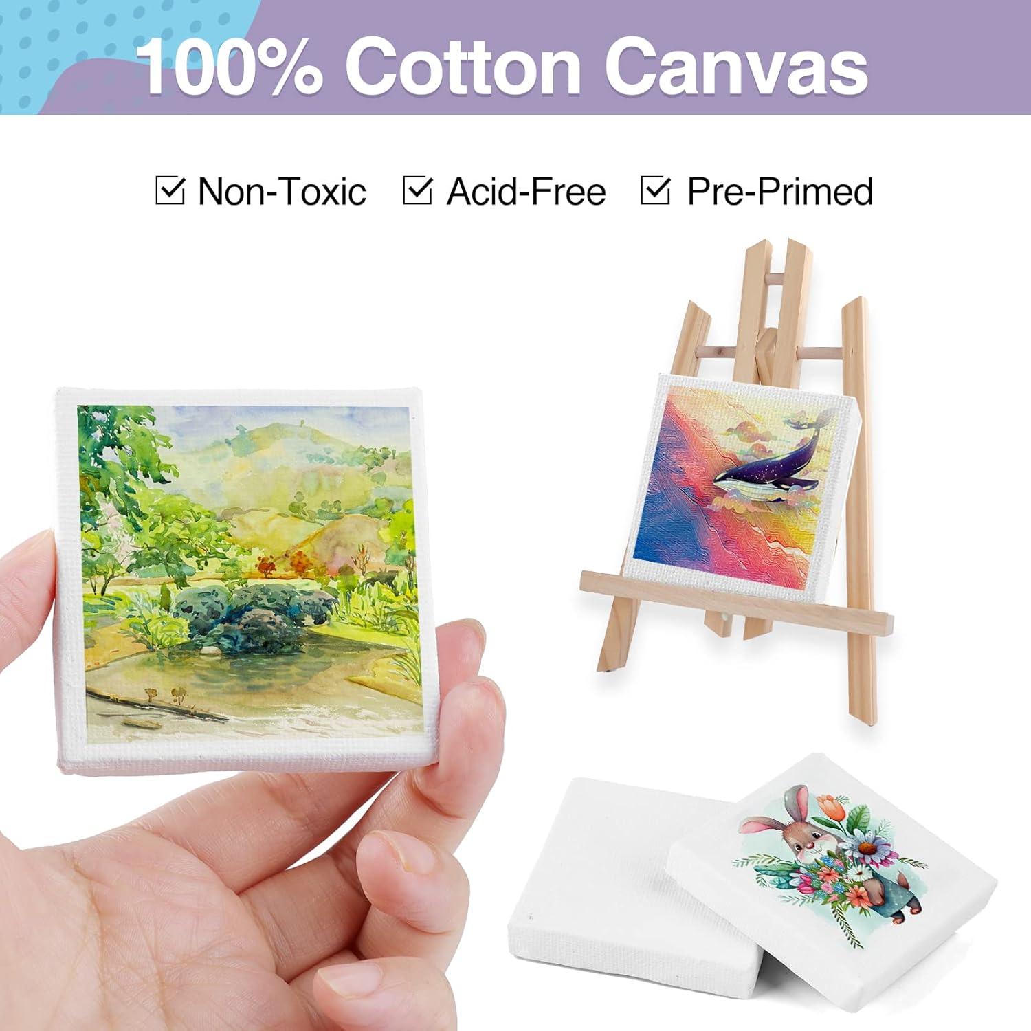 imageESRICH Mini Canvases for Painting Canvas in Bulk 32Pack 3x3In 25In Profile Small Square Canvas Blank Canvases are Great for School Projects and Kids Birthday Parties Home Decor Project3x3in32 Packs