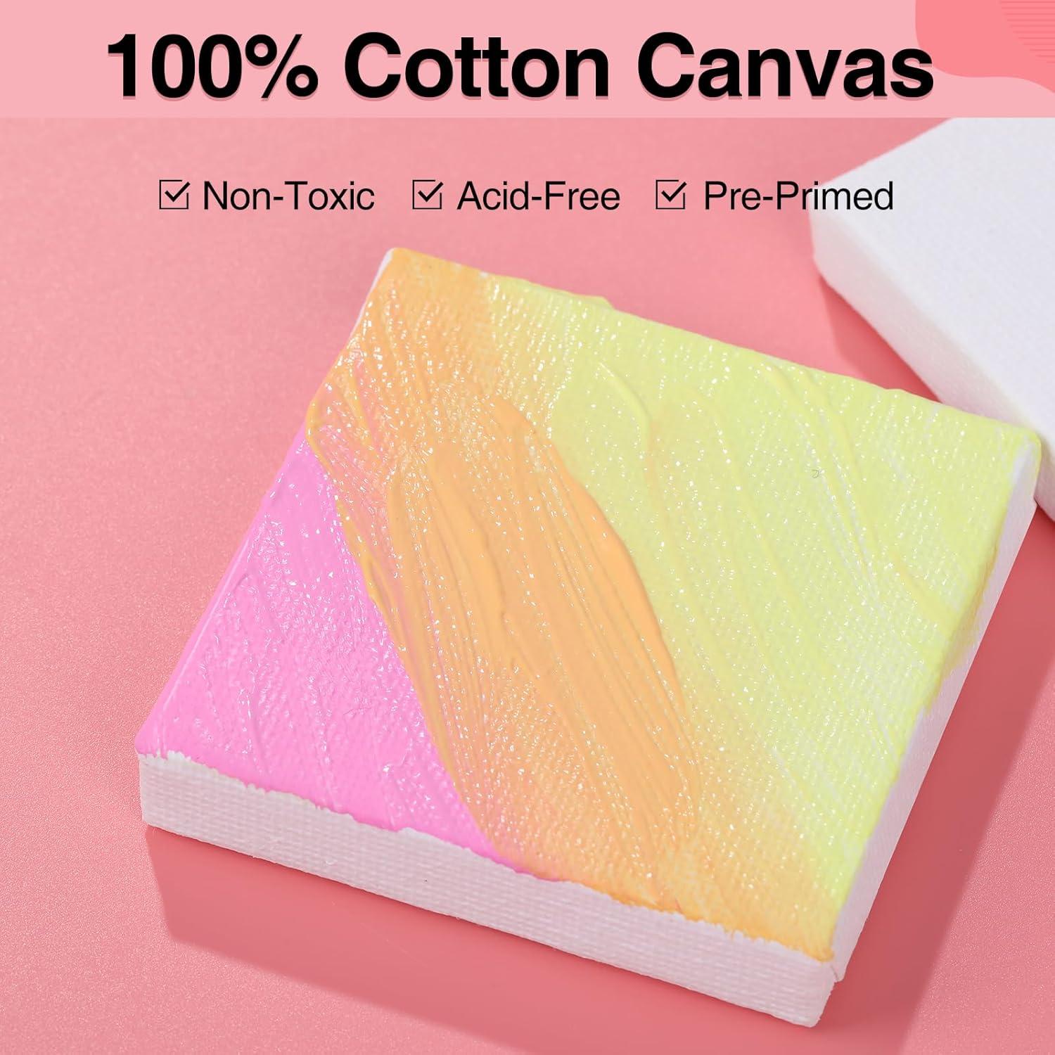 imageESRICH Mini Canvases for Painting Canvas in Bulk 32Pack 3x3In 25In Profile Small Square Canvas Blank Canvases are Great for School Projects and Kids Birthday Parties Home Decor Project24x24in100 Packs