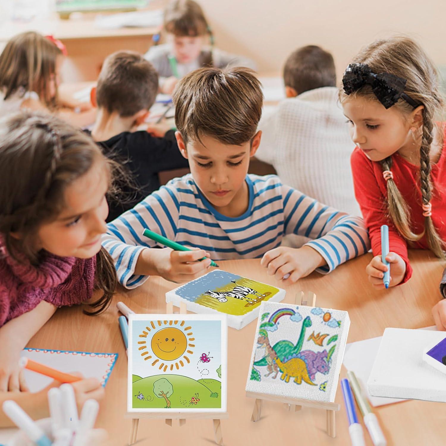 imageESRICH Mini Canvases for Painting Canvas in Bulk 32Pack 3x3In 25In Profile Small Square Canvas Blank Canvases are Great for School Projects and Kids Birthday Parties Home Decor Project4x4in100 Packs