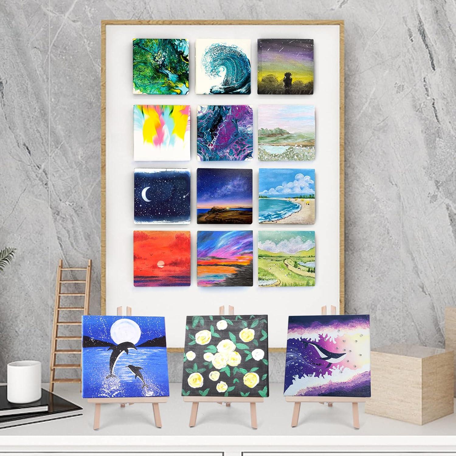 imageESRICH Mini Canvases for Painting Canvas in Bulk 32Pack 3x3In 25In Profile Small Square Canvas Blank Canvases are Great for School Projects and Kids Birthday Parties Home Decor Project4x4in24 Packs