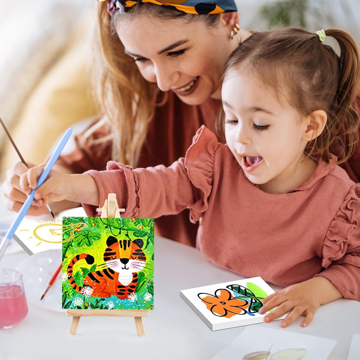 imageESRICH Mini Canvases for Painting Canvas in Bulk 32Pack 3x3In 25In Profile Small Square Canvas Blank Canvases are Great for School Projects and Kids Birthday Parties Home Decor Project6x6in16 Packs