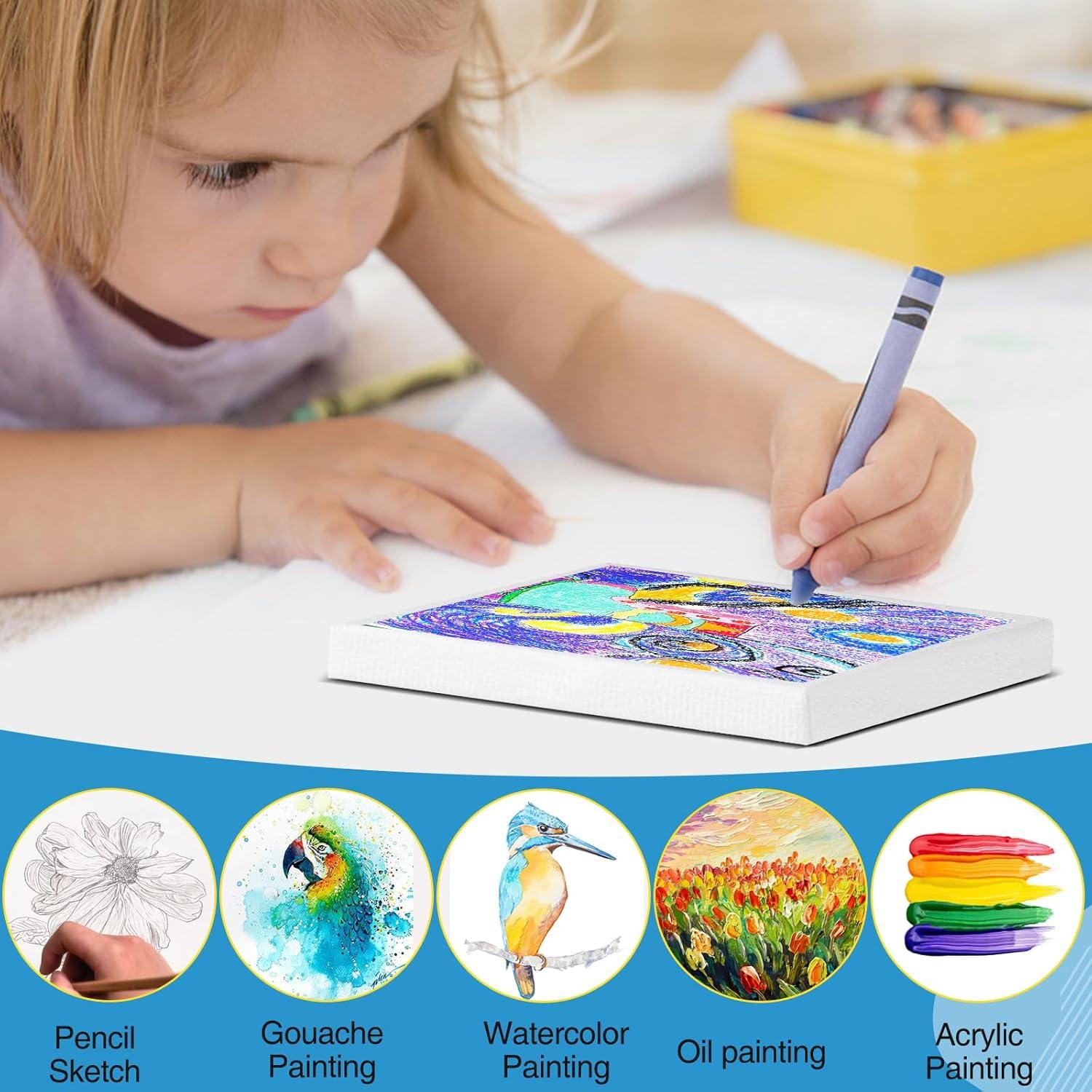 imageESRICH Mini Canvases for Painting Canvas in Bulk 32Pack 3x3In 25In Profile Small Square Canvas Blank Canvases are Great for School Projects and Kids Birthday Parties Home Decor Project4x4in100 Packs