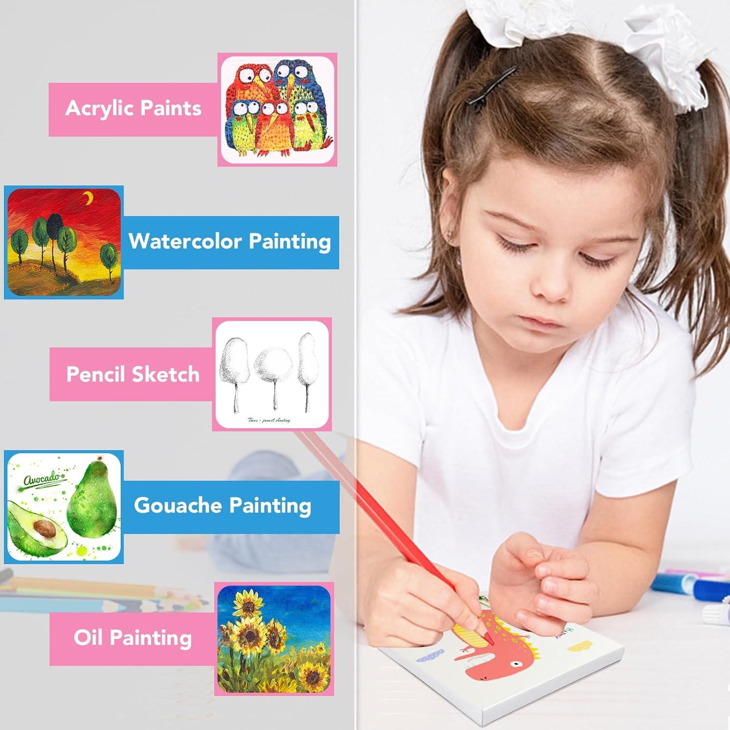 imageESRICH Mini Canvases for Painting Mini Canvas Bulk 200 Pack 24x24In 25In Profile Small Square Canvas Blank Canvases are Great for School Projects and Kids Birthday Parties Home Decor Project4x4in48 Packs