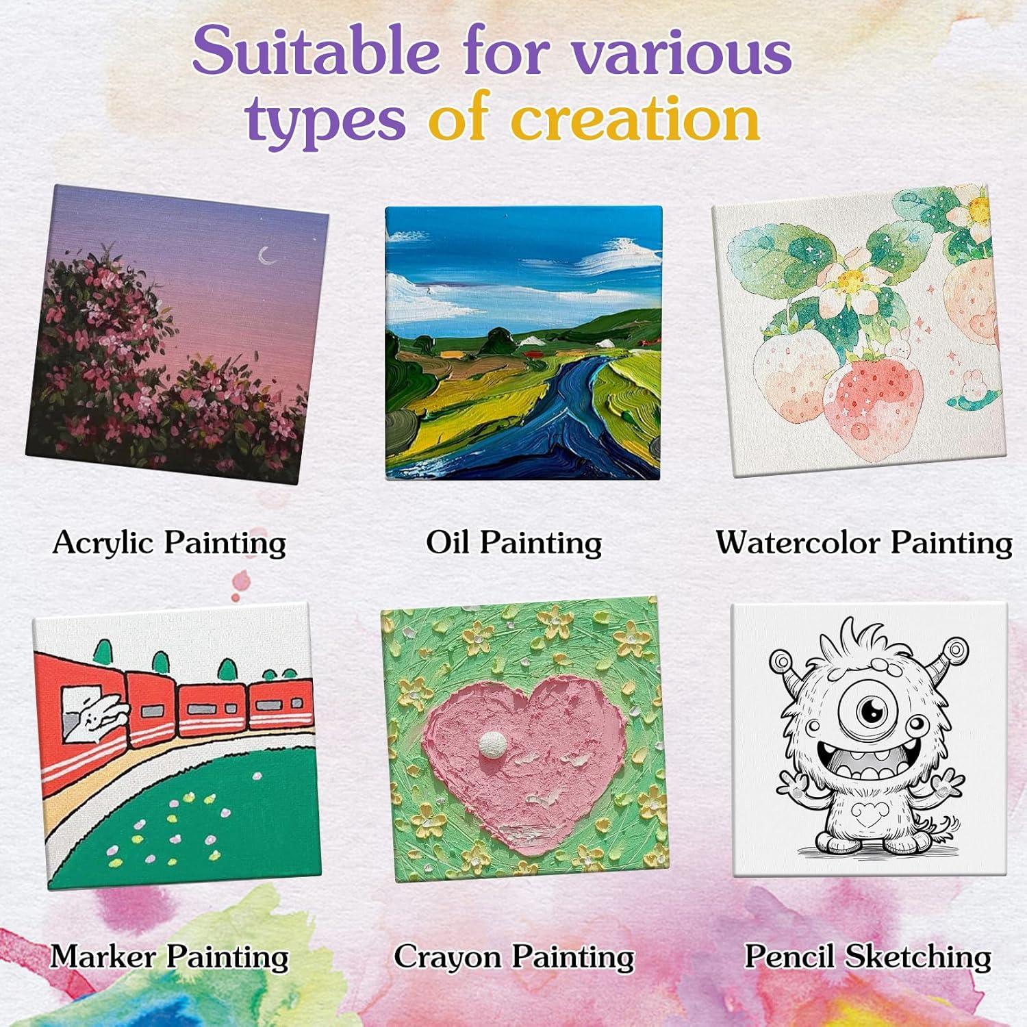 imageESRICH Mini Canvases for Painting Mini Canvas Bulk 200 Pack 24x24In 25In Profile Small Square Canvas Blank Canvases are Great for School Projects and Kids Birthday Parties Home Decor Project24x24in200 Packs