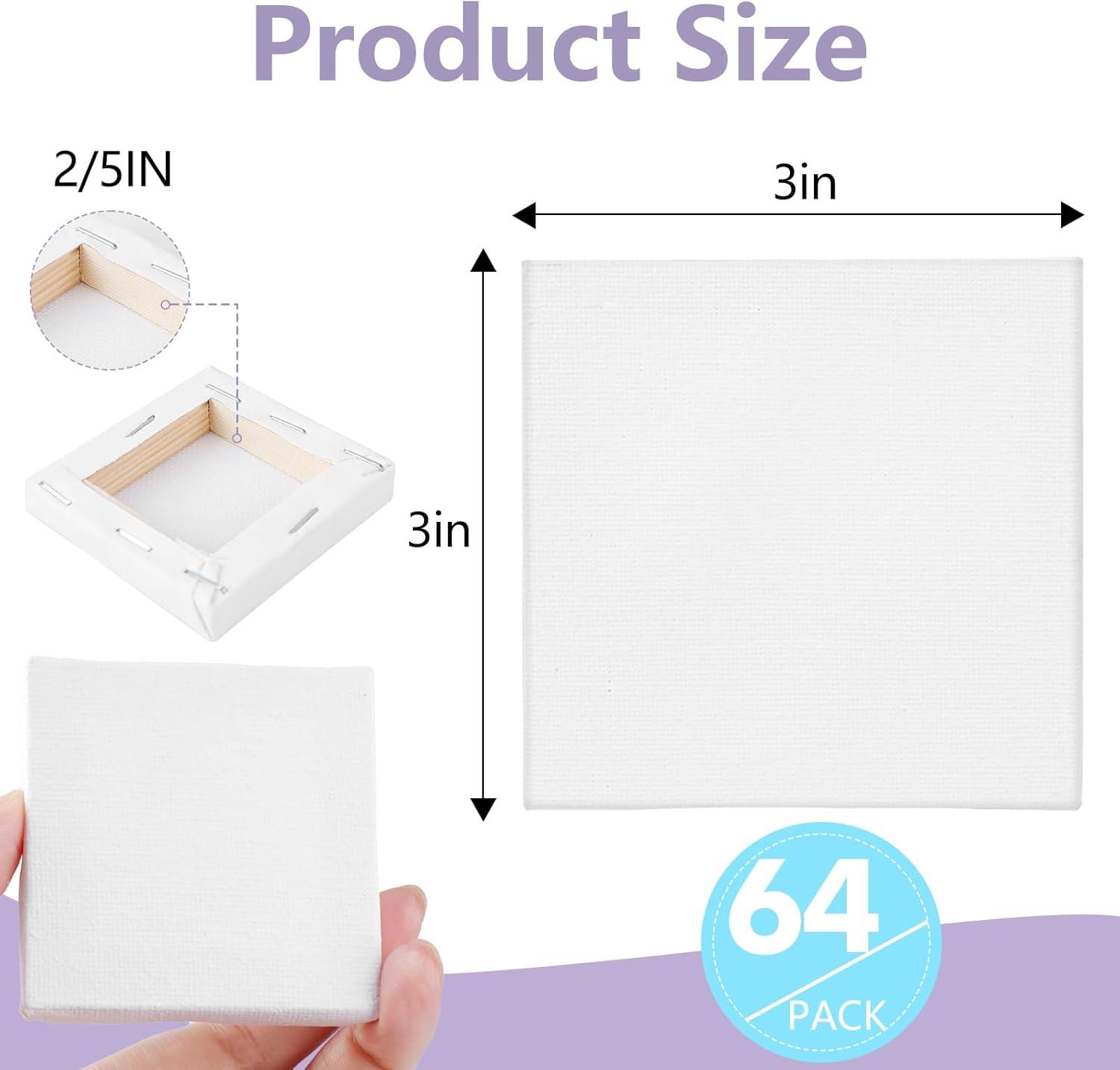 imageESRICH Mini Canvases for Painting Mini Canvas Bulk 200 Pack 24x24In 25In Profile Small Square Canvas Blank Canvases are Great for School Projects and Kids Birthday Parties Home Decor Project3x3in64 Packs