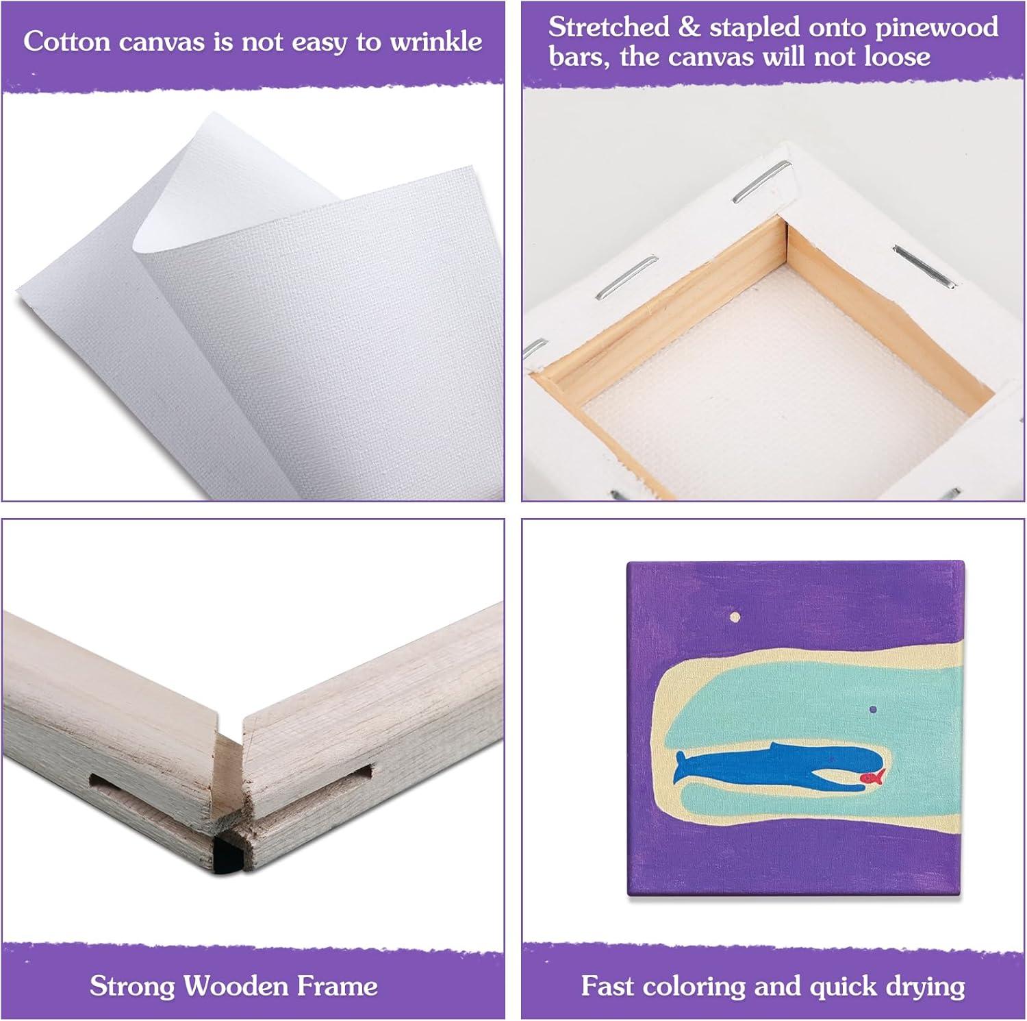 imageESRICH Mini Canvases for Painting Mini Canvas Bulk 200 Pack 24x24In 25In Profile Small Square Canvas Blank Canvases are Great for School Projects and Kids Birthday Parties Home Decor Project24x24in200 Packs