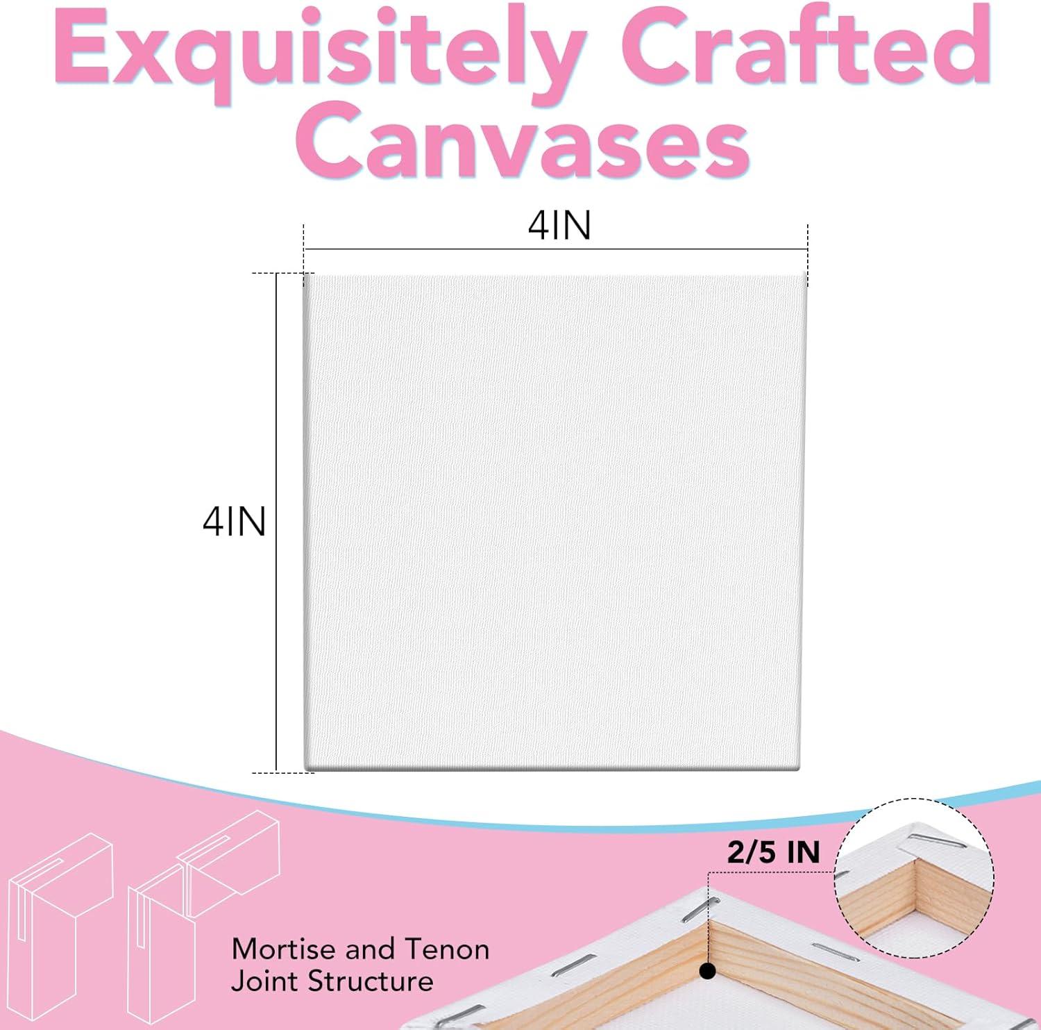 imageESRICH Mini Canvases for Painting Mini Canvas Bulk 200 Pack 24x24In 25In Profile Small Square Canvas Blank Canvases are Great for School Projects and Kids Birthday Parties Home Decor Project4x4in48 Packs