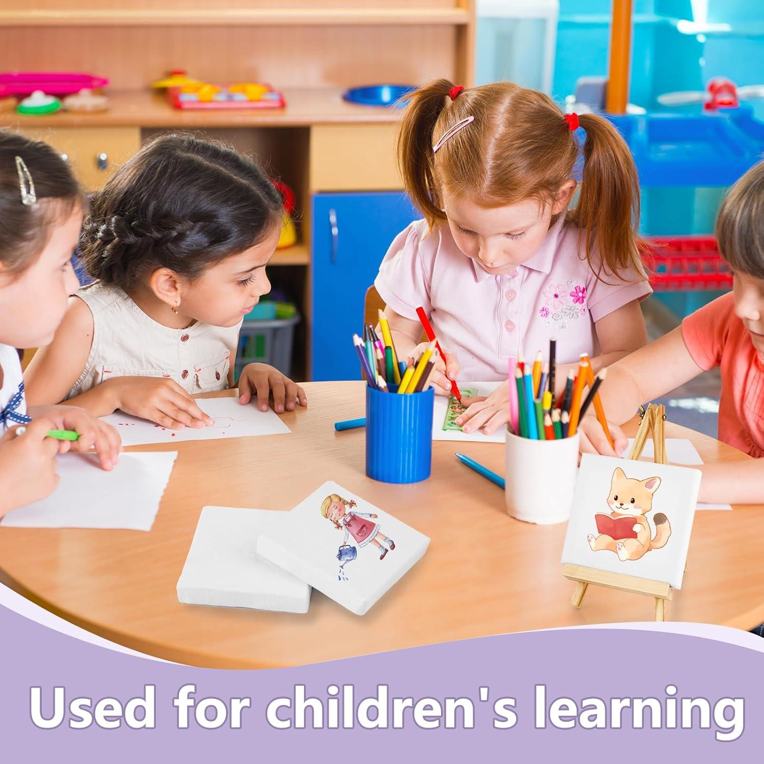 imageESRICH Mini Canvases for Painting Mini Canvas Bulk 200 Pack 24x24In 25In Profile Small Square Canvas Blank Canvases are Great for School Projects and Kids Birthday Parties Home Decor Project3x3in64 Packs