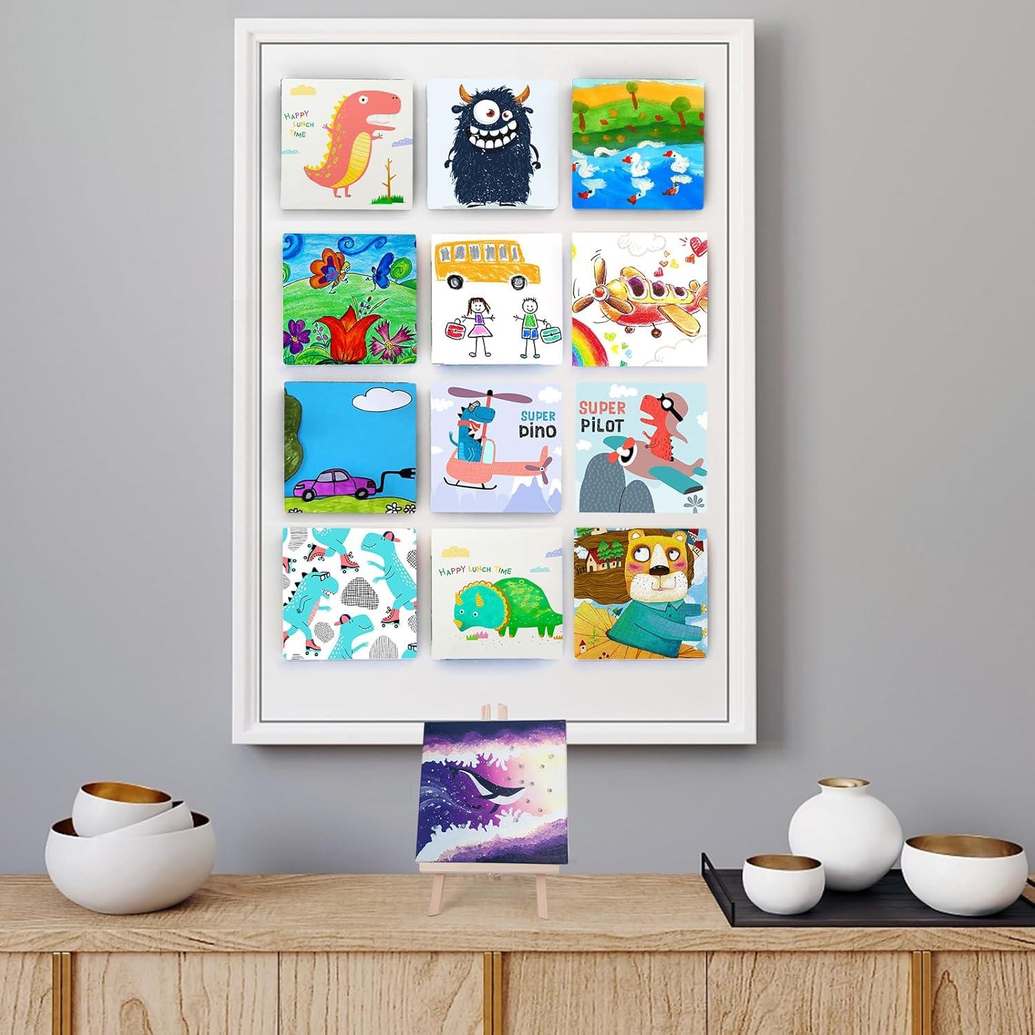 imageESRICH Mini Canvases for Painting Mini Canvas Bulk 200 Pack 24x24In 25In Profile Small Square Canvas Blank Canvases are Great for School Projects and Kids Birthday Parties Home Decor Project4x4in48 Packs