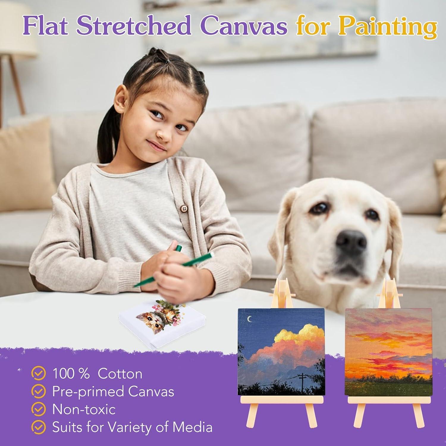 imageESRICH Mini Canvases for Painting Mini Canvas Bulk 200 Pack 24x24In 25In Profile Small Square Canvas Blank Canvases are Great for School Projects and Kids Birthday Parties Home Decor Project24x24in200 Packs