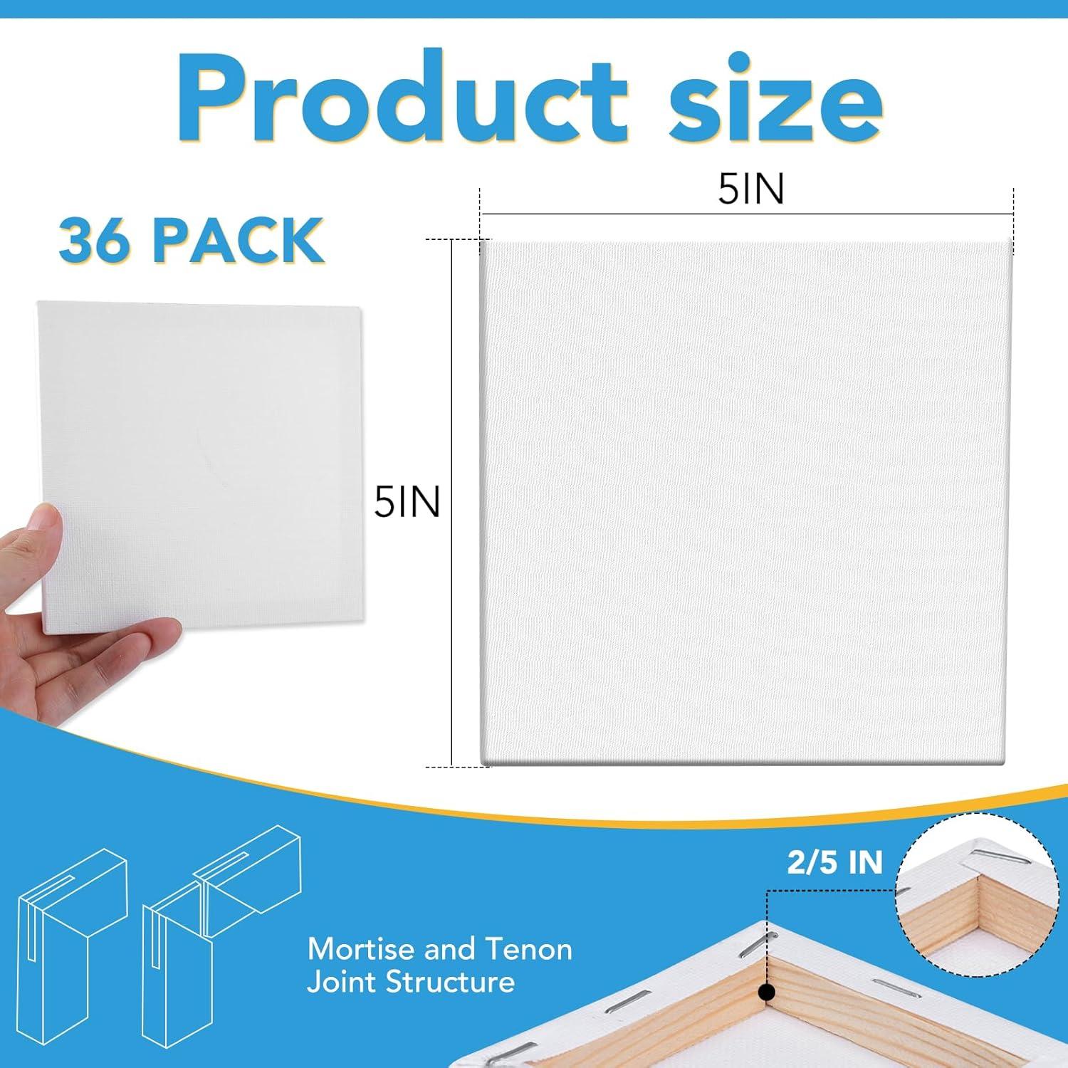 imageESRICH Mini Canvases for Painting Mini Canvas Bulk 200 Pack 24x24In 25In Profile Small Square Canvas Blank Canvases are Great for School Projects and Kids Birthday Parties Home Decor Project5x5in36 Packs