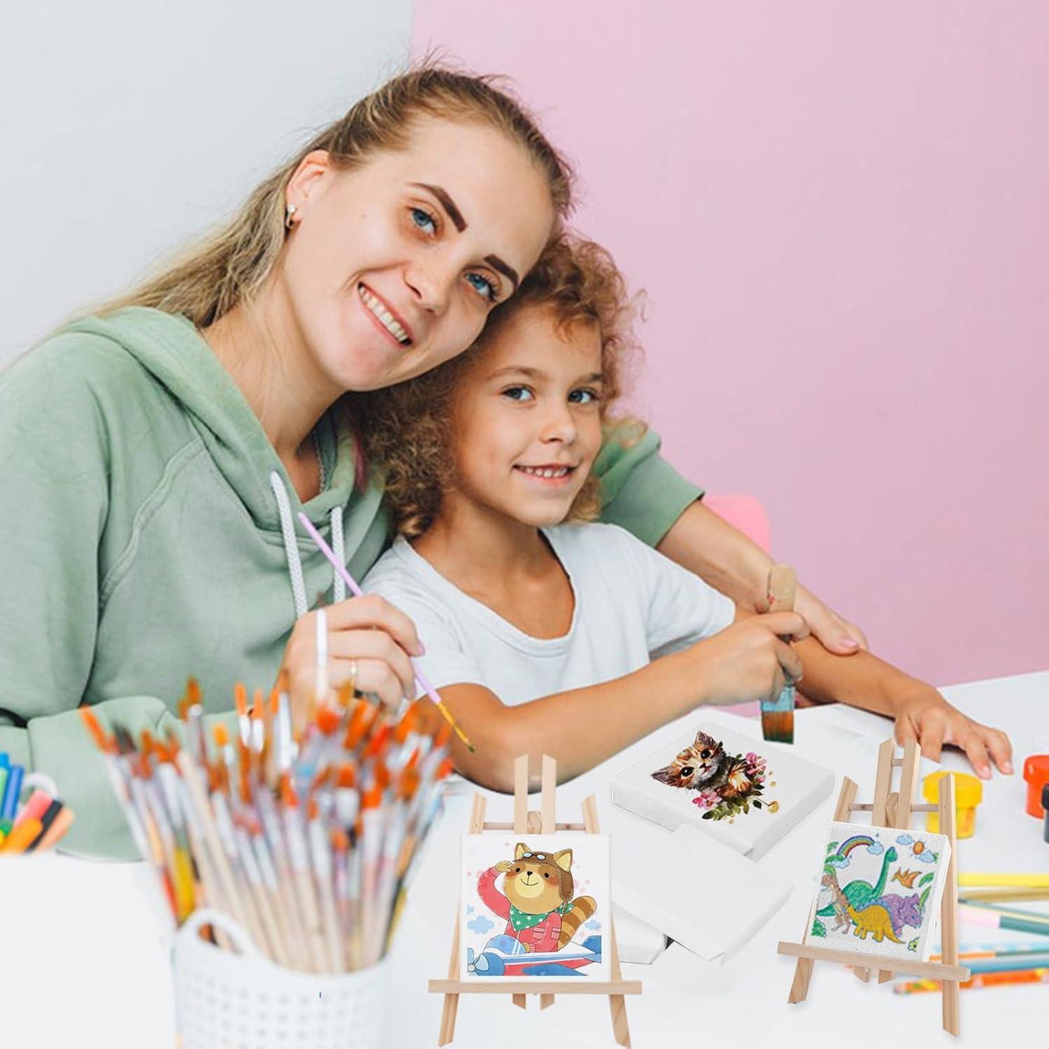 imageESRICH Mini Canvases for Painting Mini Canvas Bulk 200 Pack 24x24In 25In Profile Small Square Canvas Blank Canvases are Great for School Projects and Kids Birthday Parties Home Decor Project24x24in200 Packs